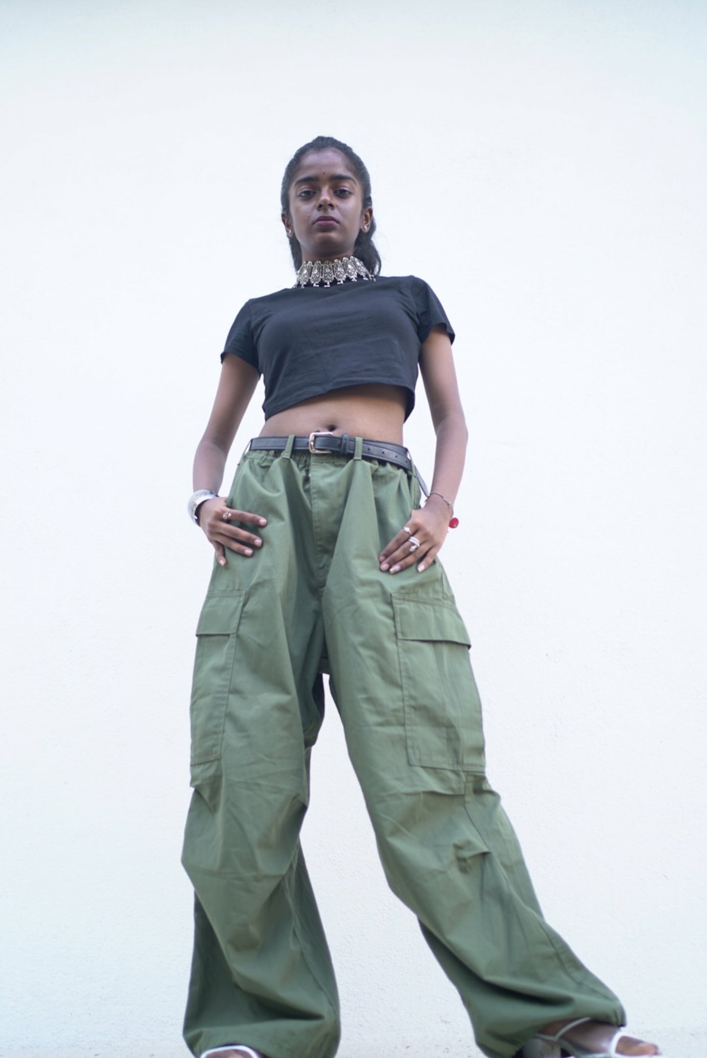 Women's parachute pants-Green