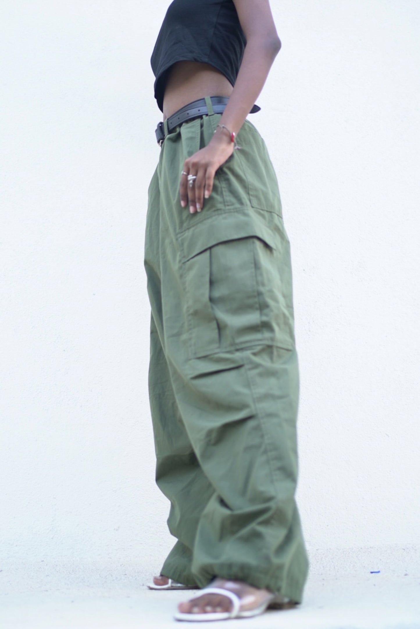 Women's parachute pants-Green